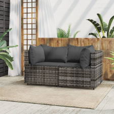 vidaXL 2 db szürke polyrattan kerti sarokkanapé párnával kerti bútor