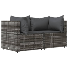 vidaXL 2 db szürke polyrattan kerti sarokkanapé párnával (319762) kerti bútor