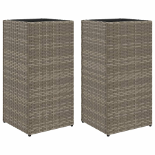 vidaXL 2 db szürke polyrattan kerti ültetőláda 30x30x60 cm (3210518) kerti tárolás