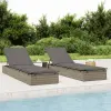 vidaXL 2 db szürke polyrattan napágy asztallal