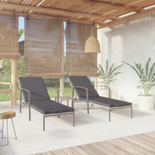 vidaXL 2 db szürke polyrattan napozóágy asztallal kerti bútor