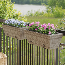 vidaXL 2 db szürke polyrattan növénytartó horoggal kerti tárolás