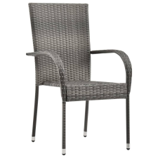 vidaXL 2 db szürke rakásolható polyrattan kültéri szék (46464) kerti bútor