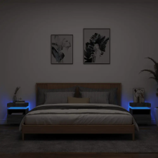 vidaXL 2 db szürke sonoma éjjeliszekrény LED-fényekkel 40x39x48,5 cm bútor