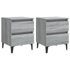 vidaXL 2 db szürke sonoma színű éjjeliszekrény fémlábakkal 40x35x50 cm (813131) bútor