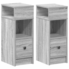 vidaXL 2 db szürke sonoma színű éjjeliszekrény fiókkal 25x31x66 cm (858625) bútor