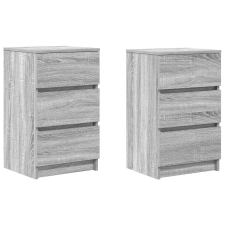 vidaXL 2 db szürke sonoma színű éjjeliszekrények 3 fiókkal 39x35x65 cm (861348) bútor