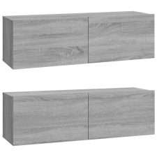 vidaXL 2 db szürke -tölgyszín szerelt fa fali TV-szekrény 100x30x30 cm (820467) bútor
