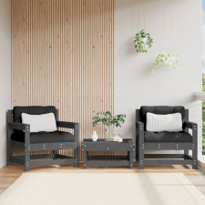 vidaXL 2 db szürke tömör fenyőfa kerti szék párnákkal kerti bútor