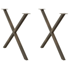 vidaXL 2 db természetes acél X-alakú étkezőasztal lábak 90x(72-73) cm bútor