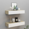 vidaXL 2 db tölgy és fehér fiókos fali polc 60 x 23,5 x 10 cm