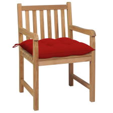 vidaXL 2 db tömör tíkfa kerti szék piros párnával (3062751) kerti bútor