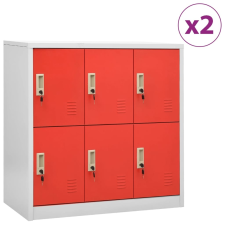 vidaXL 2 db világosszürke-piros acél zárható szekrény 90x45x92,5 cm irattároló szekrény