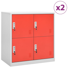 vidaXL 2 db világosszürke-piros acél zárható szekrény 90x45x92,5 cm bútor