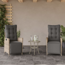 vidaXL 2 db világosszürke polyrattan dönthető kerti szék lábtartóval kerti bútor