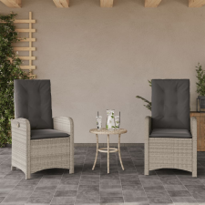vidaXL 2 db világosszürke polyrattan dönthető kerti szék párnákkal kerti bútor