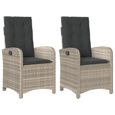 vidaXL 2 db világosszürke polyrattan dönthető kerti szék párnákkal (365174) kerti bútor