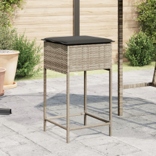 vidaXL 2 db világosszürke polyrattan kerti bárszék párnával kerti bútor