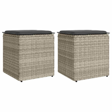 vidaXL 2 db világosszürke polyrattan kerti szék párnával 40x40x43 cm kerti bútor