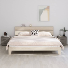 vidaXL 2 db világosszürke tömör fenyőfa éjjeliszekrény 40x35x44,5 cm bútor