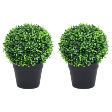 vidaXL 2 db zöld gömbalakú cserepes műpuszpáng 32 cm kerti dekoráció