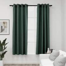 vidaXL 2 db zöld, vászonhatású sötétítőfüggöny fűzőkarikával 140 x 175 cm lakástextília