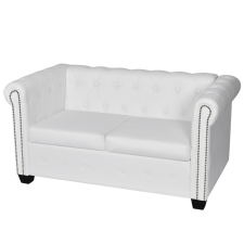 vidaXL 2 férőhelyes Chesterfield kanapé fehér bútor