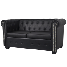 vidaXL 2 férőhelyes Chesterfield kanapé fekete bútor