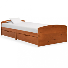 vidaXL 2 fiókos mézbarna tömör fenyőfa ágykeret 90 x 200 cm ágy és ágykellék