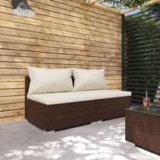 vidaXL 2-részes barna polyrattan kerti bútorszett párnákkal kerti bútor