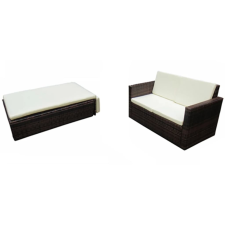 vidaXL 2-részes barna polyrattan kerti bútorszett párnákkal (42733) kerti bútor