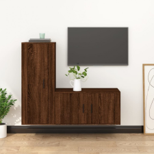 vidaXL 2 részes barna tölgyszínű szerelt fa TV-szekrényszett bútor