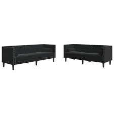 vidaXL 2 részes fekete bársony Chesterfield kanapészett párnákkal (3209296) bútor