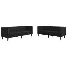 vidaXL 2 részes fekete műbőr Chesterfield kanapégarnitúra (3209274) bútor