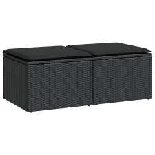 vidaXL 2 részes fekete polyrattan akácfa kerti ülőgarnitúra párnával (3328658) kerti bútor