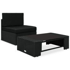 vidaXL 2 részes fekete polyrattan kerti ülőgarnitúra kerti bútor