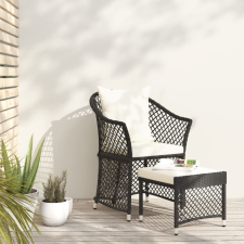 vidaXL 2 részes fekete polyrattan kerti ülőgarnitúra párnákkal kerti bútor