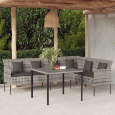 vidaXL 2 részes szürke polyrattan kerti étkezőgarnitúra párnákkal kerti bútor