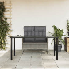 vidaXL 2 részes szürke polyrattan kerti étkezőgarnitúra párnákkal kerti bútor