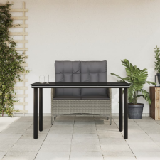 vidaXL 2 részes szürke polyrattan kerti étkezőgarnitúra párnákkal kerti bútor