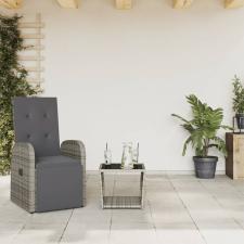 vidaXL 2 részes szürke polyrattan kerti étkezőgarnitúra párnákkal kerti bútor