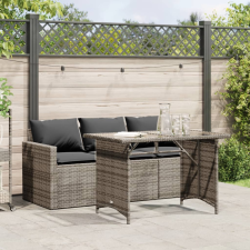 vidaXL 2 részes szürke polyrattan kerti étkezőgarnitúra párnákkal kerti bútor