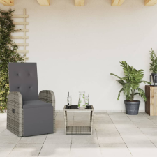 vidaXL 2 részes szürke polyrattan kerti étkezőgarnitúra párnákkal kerti bútor