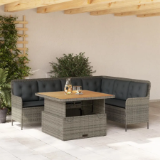 vidaXL 2 részes szürke polyrattan kerti kanapészett párnákkal kerti bútor