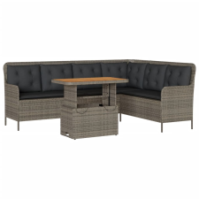 vidaXL 2 részes szürke polyrattan kerti kanapészett párnákkal (3262088) kerti bútor