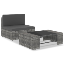 vidaXL 2 részes szürke polyrattan kerti ülőgarnitúra kerti bútor