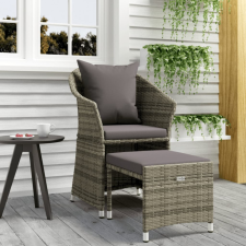 vidaXL 2 részes szürke polyrattan kerti ülőgarnitúra párnákkal kerti bútor