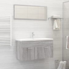 vidaXL 2 részes szürke sonoma színű szerelt fa fürdőszobai bútorszett fürdőszoba bútor