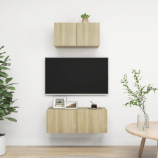 vidaXL 2 részes tölgyszínű forgácslap TV-szekrényszett bútor