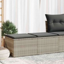 vidaXL 2 részes világosszürke polyrattan akácfa ülőgarnitúra párnákkal kerti bútor